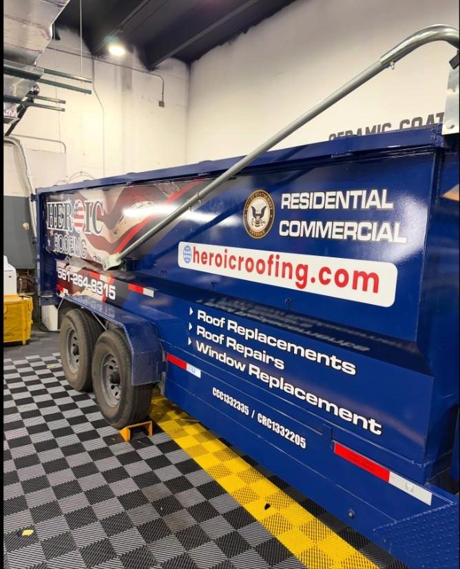 Heroic Roofing enclosed trailer wrap